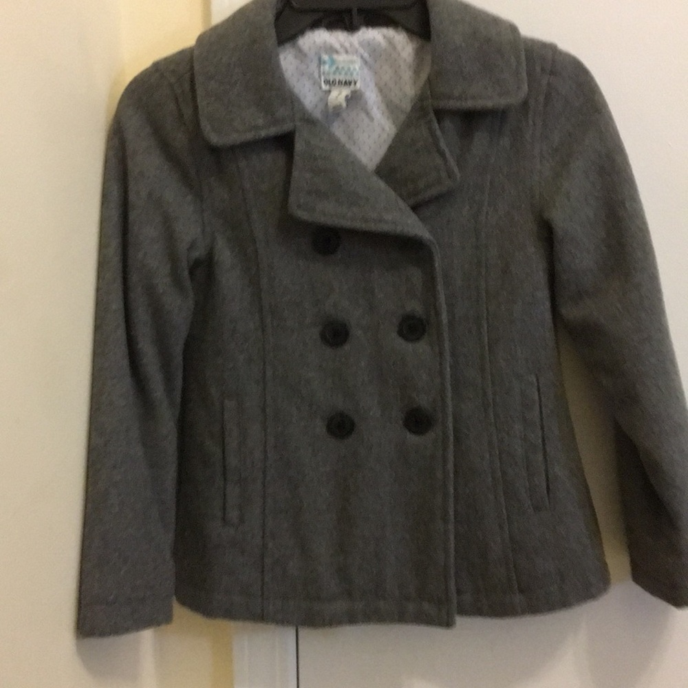 Girls size medium Old Navy grey pea coat